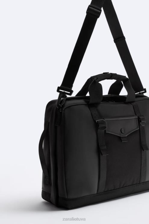 vyrų Zara guminis daugiafunkcis portfelis juodas priedai 4N4881297