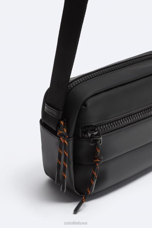 vyrų Zara guminis skersinis krepšys juodas priedai 4N4881333
