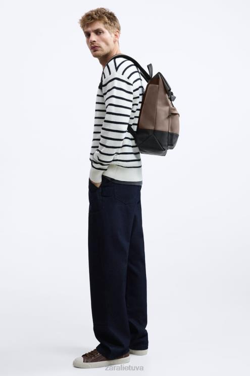 vyrų Zara kuprinė su guma atvartu smėlio rudos spalvos priedai 4N4881347