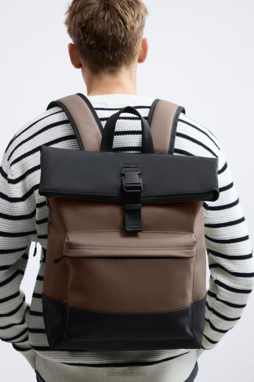 vyrų Zara kuprinė su guma atvartu smėlio rudos spalvos priedai 4N4881347