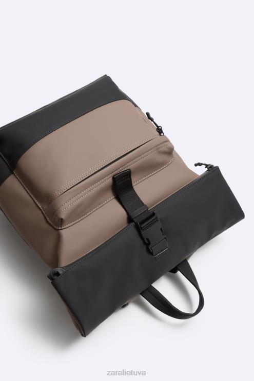 vyrų Zara kuprinė su guma atvartu smėlio rudos spalvos priedai 4N4881347