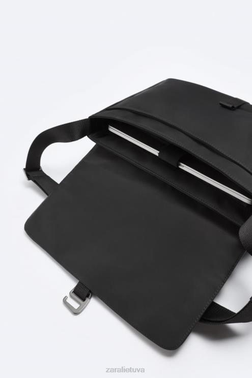 vyrų Zara nailoninis pasiuntinių krepšys juodas priedai 4N4881303