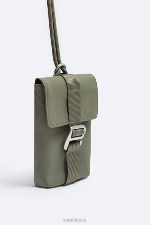 vyrų Zara nailoninis telefono maišelis chaki žalia priedai 4N4881302
