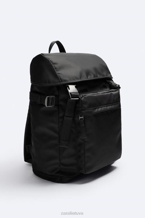 vyrų Zara nailono kuprinė juodas priedai 4N4881319