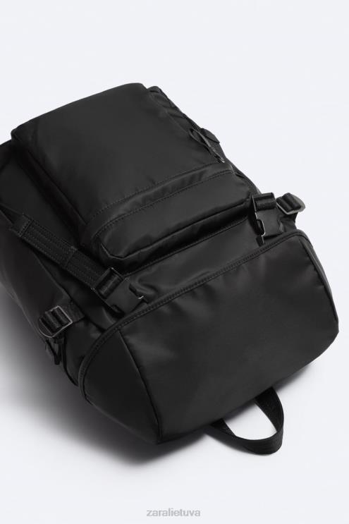 vyrų Zara nailono kuprinė juodas priedai 4N4881319