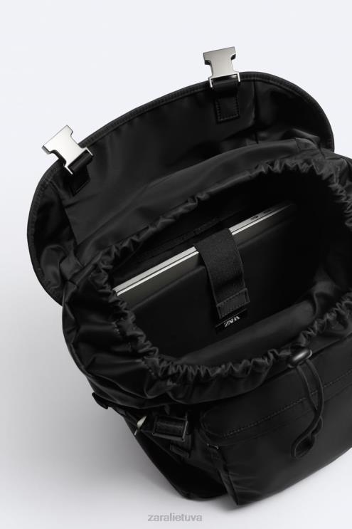 vyrų Zara nailono kuprinė juodas priedai 4N4881319