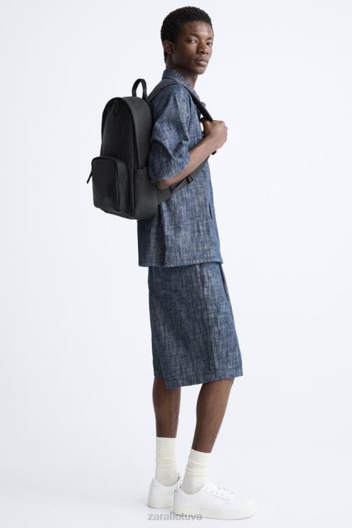 vyrų Zara plona gumuota kuprinė juodas priedai 4N4881295