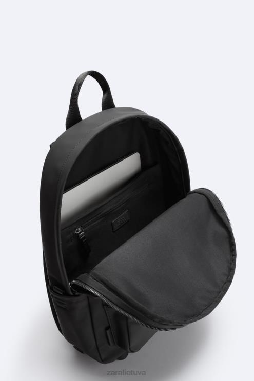 vyrų Zara plona gumuota kuprinė juodas priedai 4N4881295