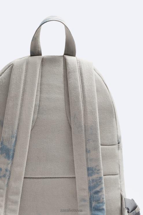 vyrų Zara surišama skalbta drobė kuprinė mėlyna priedai 4N4881293