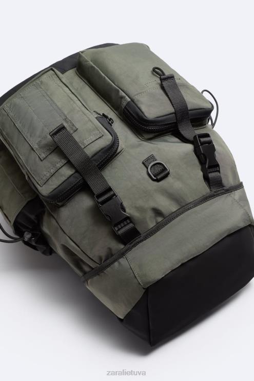 vyrų Zara technikos tyrinėtojo kuprinė chaki žalia priedai 4N4881286