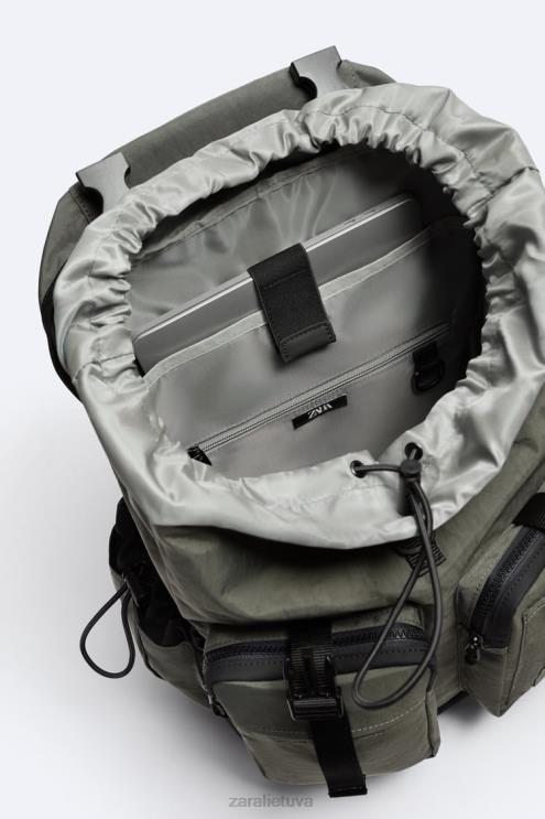 vyrų Zara technikos tyrinėtojo kuprinė chaki žalia priedai 4N4881286