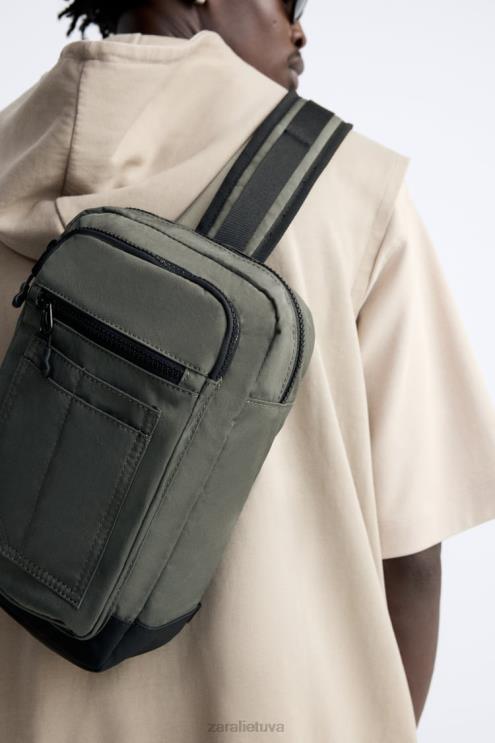 vyrų Zara techninis crossbody krepšys chaki žalia priedai 4N4881285
