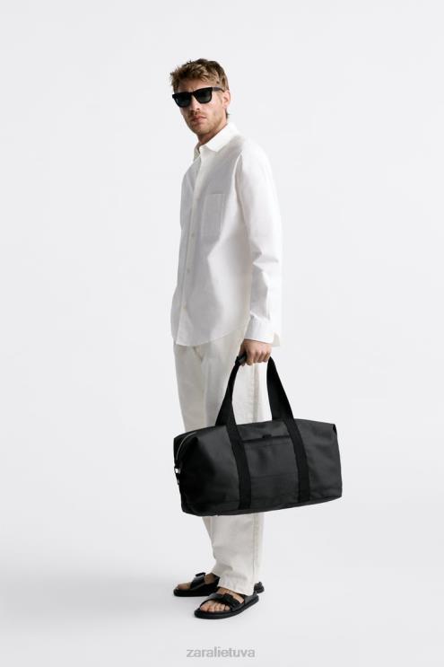 vyrų Zara tekstūruotas duffle maišelis juodas priedai 4N4881288
