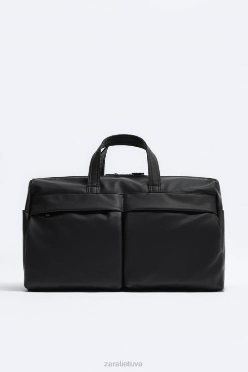 vyrų Zara tekstūruotas duffle maišelis juodas priedai 4N4881339