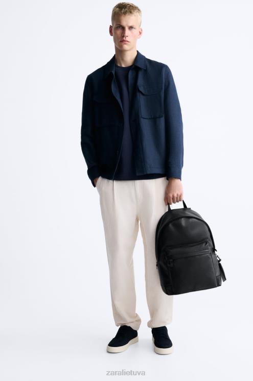 vyrų Zara tekstūruotos kuprinės juodas priedai 4N4881338