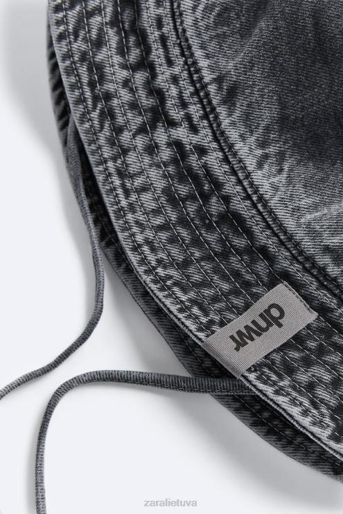 vyrų Zara džinsinio kibiro kepurė antracito pilka priedai 4N4881447