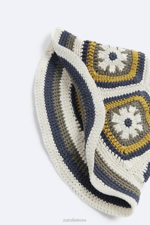 vyrų Zara nertų kvadratų skrybėlė ekru priedai 4N4881441