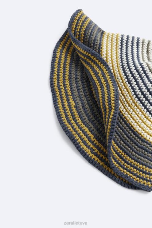 vyrų Zara nerta dryžuota kepurė ekru priedai 4N4881440