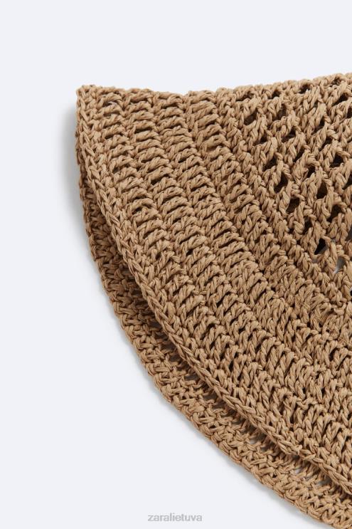 vyrų Zara pinta kibiro kepurė šviesiai smėlio spalvos priedai 4N4881442