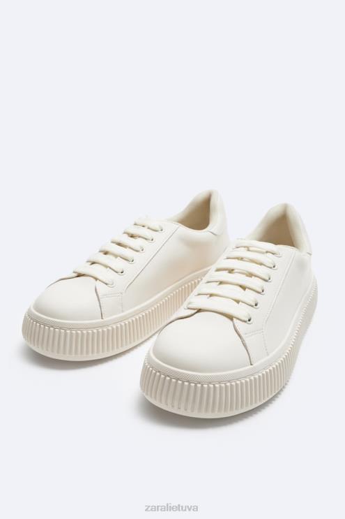 vyrų Zara dryžuoto pado sportbačiai kaulas baltas avalynė 4N4881267