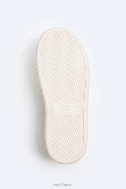 vyrų Zara dryžuoto pado sportbačiai kaulas baltas avalynė 4N4881267
