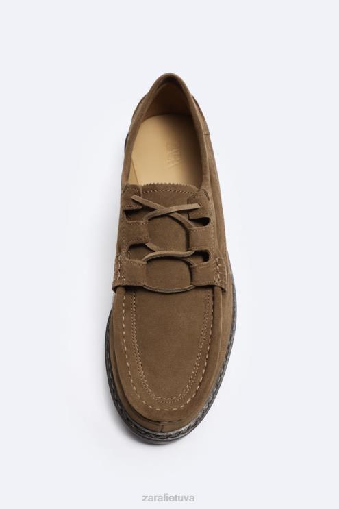 vyrų Zara zomšiniai mociniai batai rudas avalynė 4N4881258