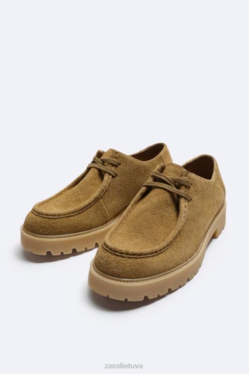 vyrų Zara zomšiniai mociniai batai smėlio spalvos avalynė 4N4881259