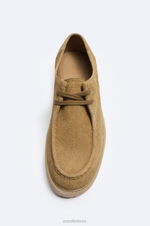 vyrų Zara zomšiniai mociniai batai smėlio spalvos avalynė 4N4881259