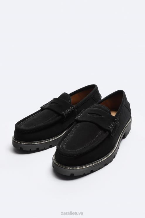 vyrų Zara zomšiniai penny loafers juodas avalynė 4N4881260
