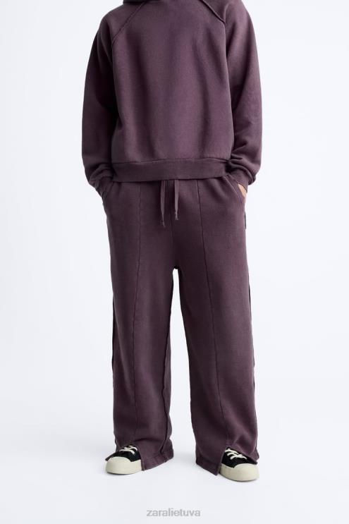 vyrų Zara suplėšytos skalbtos bėgimo kelnės kaštoninės spalvos apranga 4N4881085