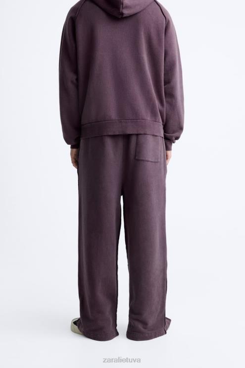 vyrų Zara suplėšytos skalbtos bėgimo kelnės kaštoninės spalvos apranga 4N4881085