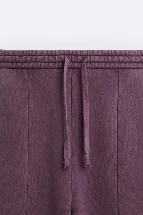 vyrų Zara suplėšytos skalbtos bėgimo kelnės kaštoninės spalvos apranga 4N4881085