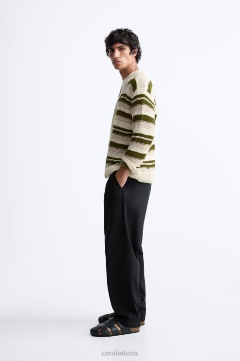 vyrų Zara dryžuotas žakardo megztinis žalias apranga 4N4881040