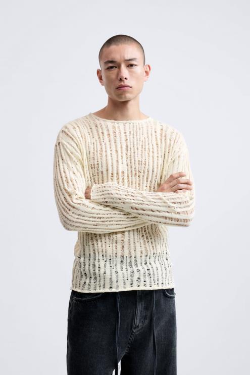 vyrų Zara dygsnio viršus ekru apranga 4N4881034