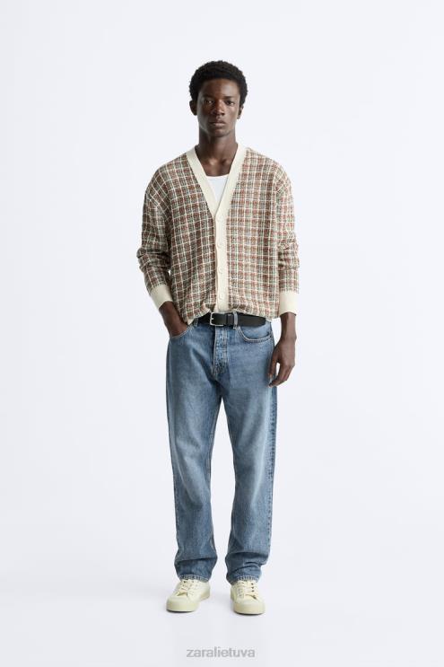 vyrų Zara languotas žakardo megztinis ekru apranga 4N4881044