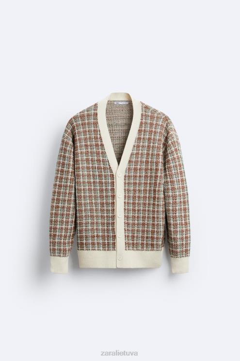 vyrų Zara languotas žakardo megztinis ekru apranga 4N4881044