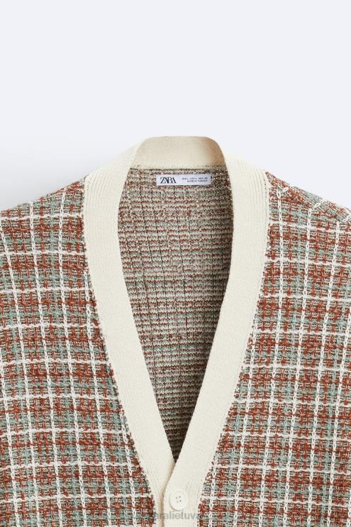 vyrų Zara languotas žakardo megztinis ekru apranga 4N4881044