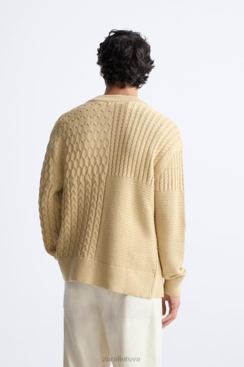 vyrų Zara mišraus dygsnio megztinis smėlis apranga 4N4881041