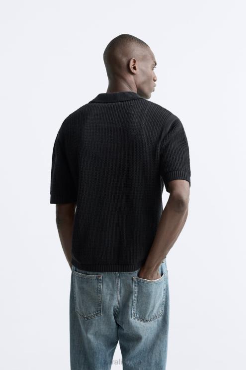 vyrų Zara nerti megzti polo juodas apranga 4N4881025