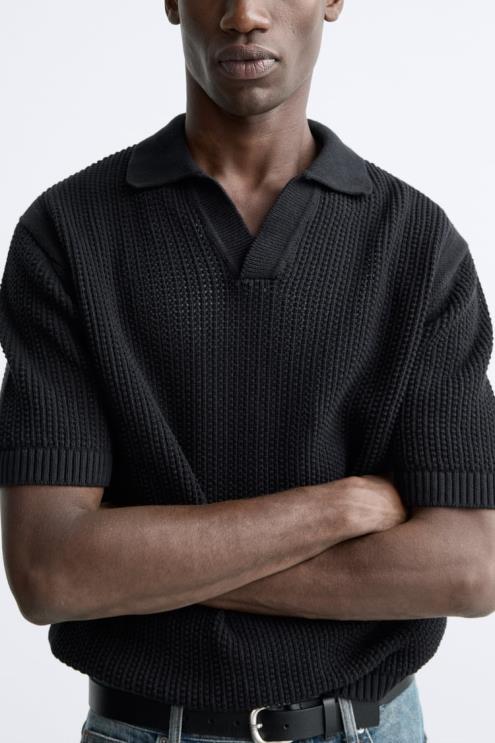 vyrų Zara nerti megzti polo juodas apranga 4N4881025