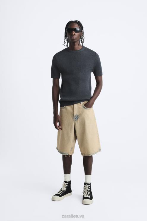 vyrų Zara raumenims tinkantys megzti marškinėliai anglis apranga 4N4881038