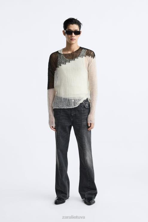 vyrų Zara struktūrinis dygsnio megztinis juodas apranga 4N4881036