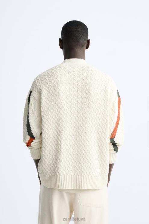 vyrų Zara tekstūruoto pynimo megztinis ekru apranga 4N4881042