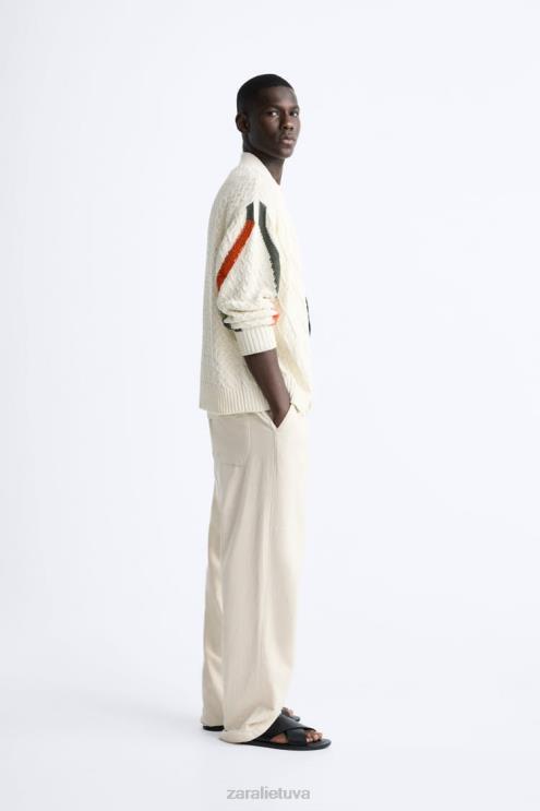vyrų Zara tekstūruoto pynimo megztinis ekru apranga 4N4881042