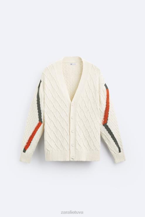 vyrų Zara tekstūruoto pynimo megztinis ekru apranga 4N4881042