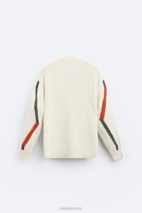 vyrų Zara tekstūruoto pynimo megztinis ekru apranga 4N4881042