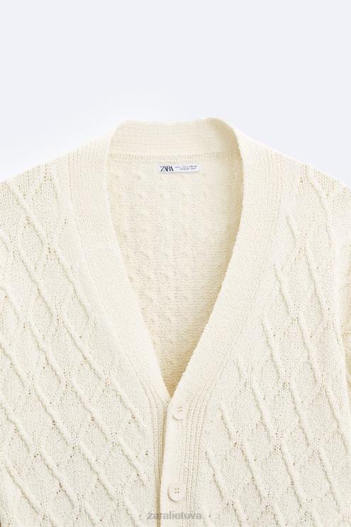 vyrų Zara tekstūruoto pynimo megztinis ekru apranga 4N4881042