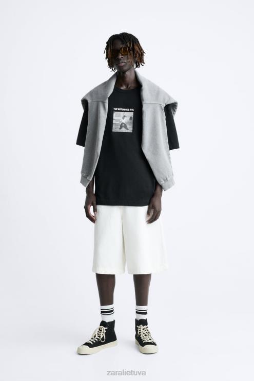 vyrų Zara marškinėliai liūdnai pagarsėjusios b.i.g.brooklyn kalyklos juodas apranga 4N4881217