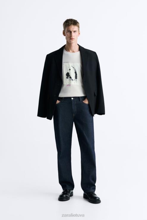 vyrų Zara marškinėliai su mišriomis juostelėmis taupiai ruda apranga 4N4881199