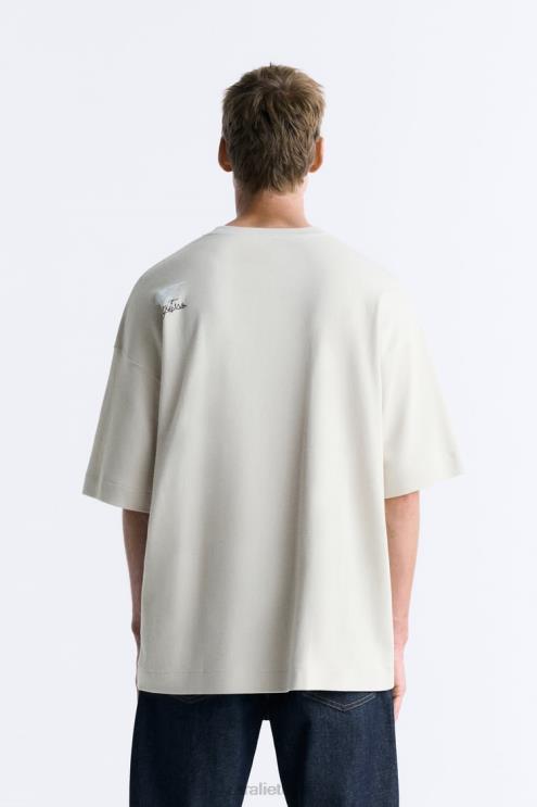 vyrų Zara marškinėliai su mišriomis juostelėmis taupiai ruda apranga 4N4881199